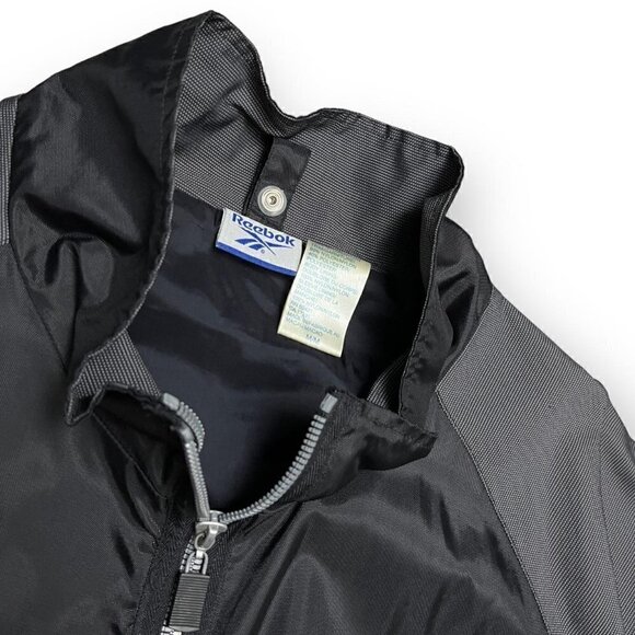Reebok Vintage 90s Lightweight Retro Black Windbreaker Track Jacket Mens Medium - Picture 2 of 4
